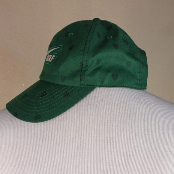 RARE NIKE Golf Heritage 86 hat cap green with black golf clubs print like new! - Picture 2 of 6